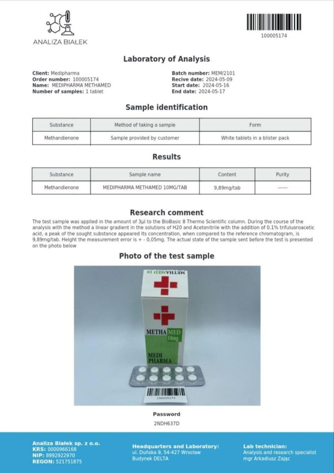 Metanabol METHAMED 10 10mg 100tab MEDIPHARMA